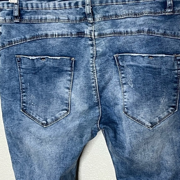 Laulia Denim Makers Distressed Button Down Jeans Sz XL - Picture 4 of 7